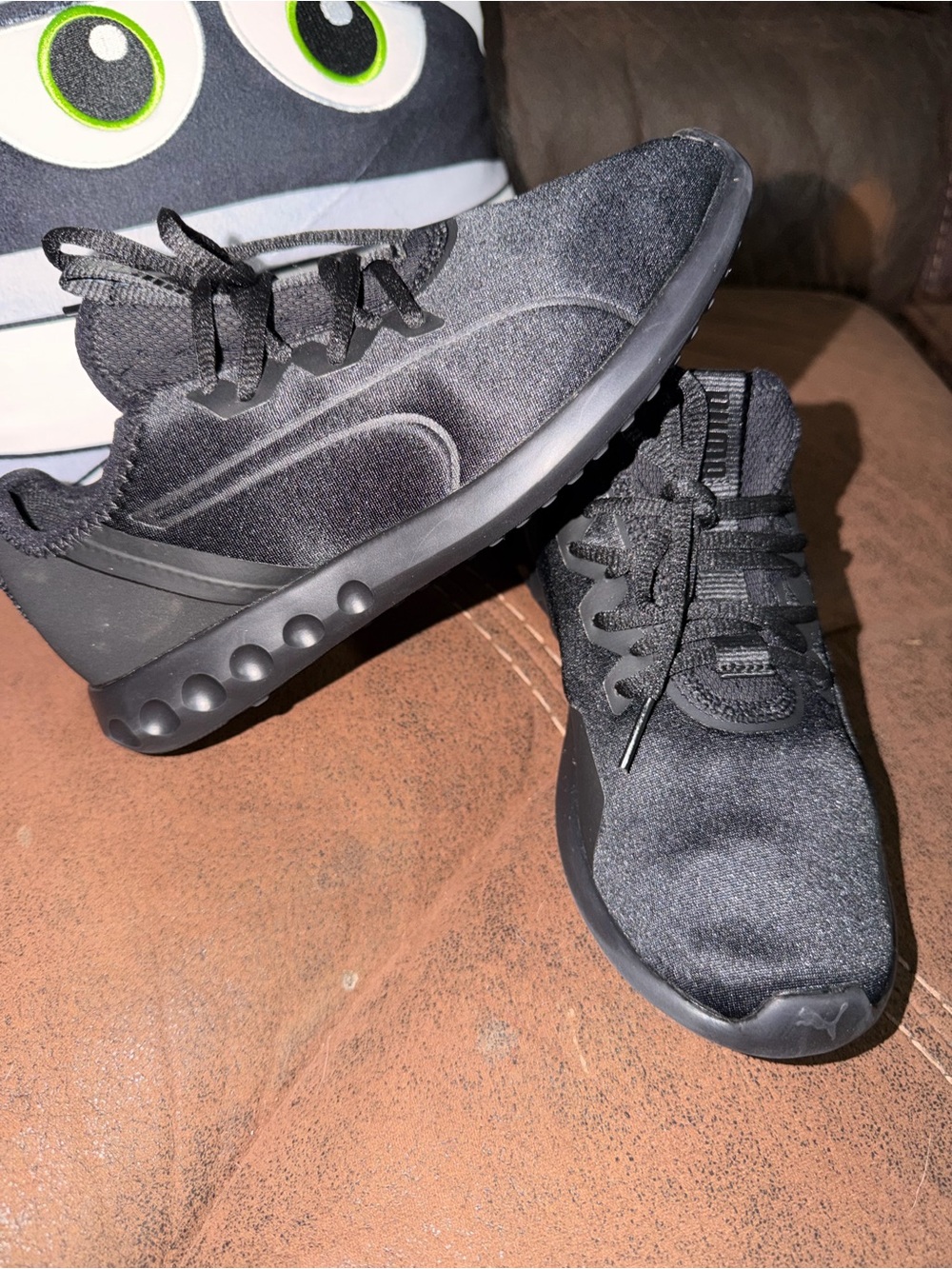Puma Men's All-Black Knit Runner Sneakers
